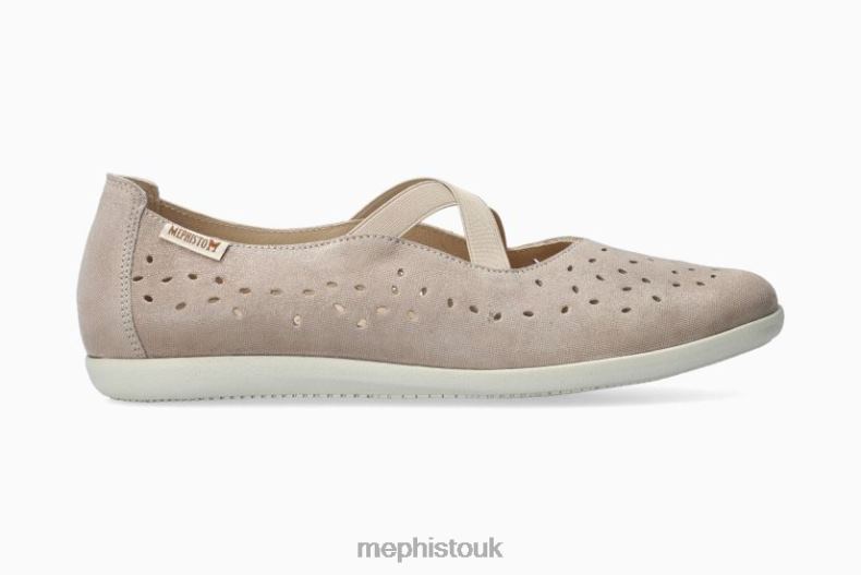 Women F0ND265 KARLA PERF LIGHT TAUPE Mephisto Flats